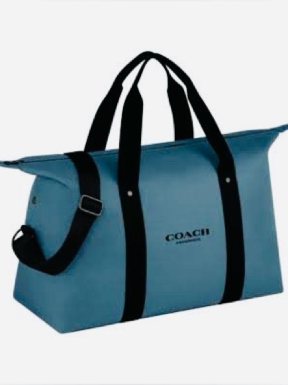 NWOT! COACH Weekender Slate Blue Duffel with Black Straps